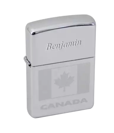 Custom Engraved Canada Flag Etched Zippo Lighter buy at ThingsEngraved Canada