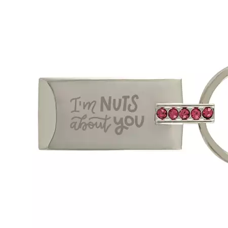 Custom engraved Nuts about you keychain