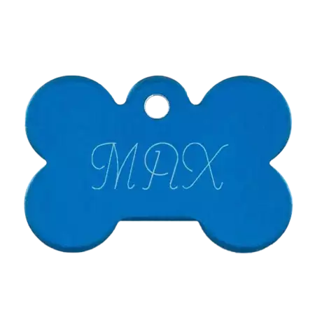 Blue Bone Pet Tag with Customized Engraving