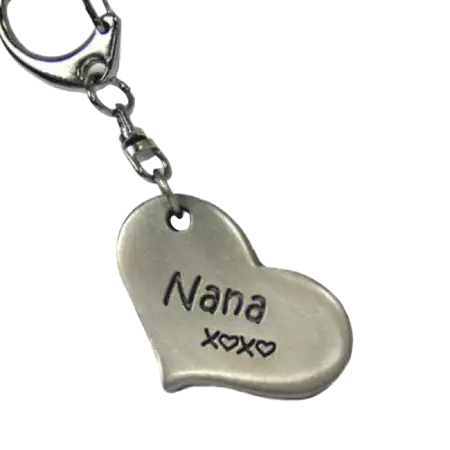 Nana Hugs Heart Pewter Keychain