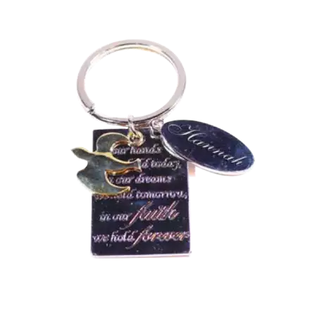 Faith Forever Keychain with Dove Charm buy at ThingsEngraved Canada