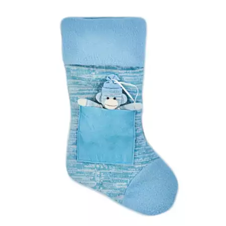 Blue sock monkey stocking buy at ThingsEngraved Canada