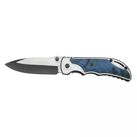 Custom Engraved Pocket Knife Blue Camo Handle