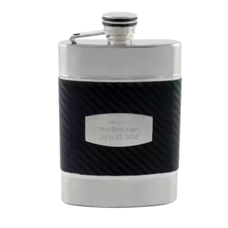 Black Engravable Carbon Fiber Wrapped Flask