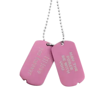 Pink Dog Tags with Chain buy at ThingsEngraved Canada