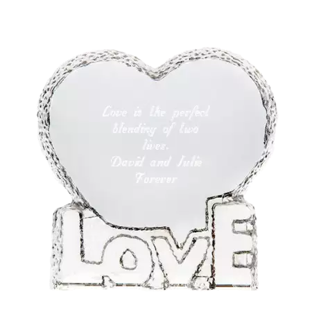 Crystal LOVE Heart with Custom Engraving buy at ThingsEngraved Canada