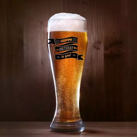 Birthday Pilsner Glass 16oz with Black Engraving buy at ThingsEngraved Canada