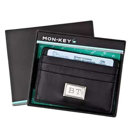 Black Leather Credit Card Holder w/ Magnetic Clip buy at ThingsEngraved Canada