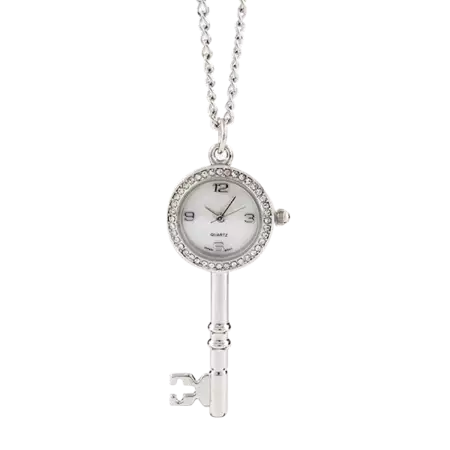 Engravable Key Shaped Clock Pendant on Chain buy at ThingsEngraved Canada