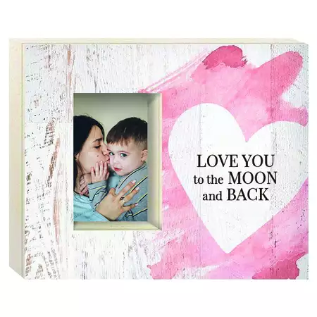 Love You to the Moon and Back Heart Wooden Frame Holds 4x6 photo buy at ThingsEngraved Canada
