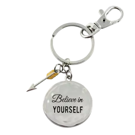 "Believe in yourself" Keychain with Custom Engraving on the back buy at ThingsEngraved Canada