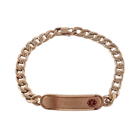 Custom Engraved Medical Rose Gold Ladies Bracelet