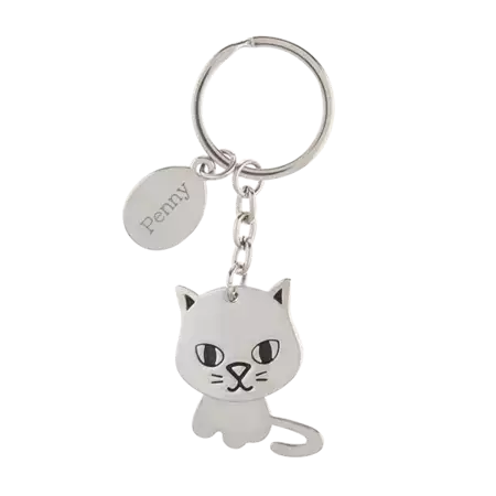 Cat Keychain with Custom Engraving