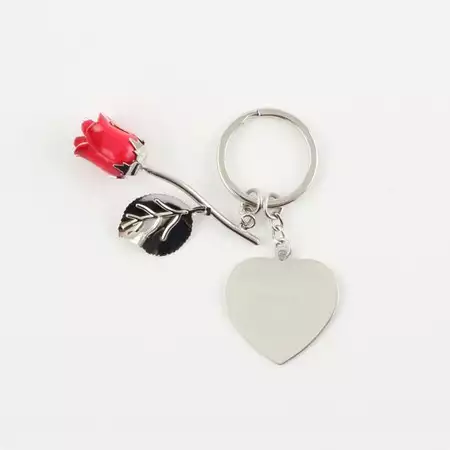 Red Rose Keychain with Personalized Heart