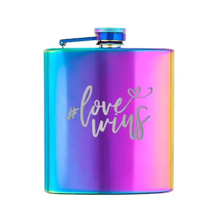 Engraved Rainbow Flask Love Wins