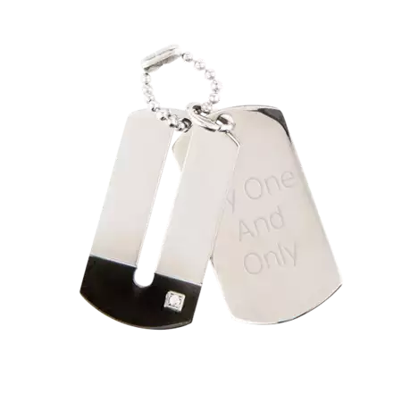 Double Dog Tag Pendant with Crystal buy at ThingsEngraved Canada