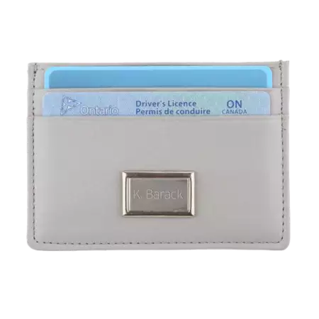 Slim Credit Card Leather RFID Wallet - Platinum Grey buy at ThingsEngraved Canada