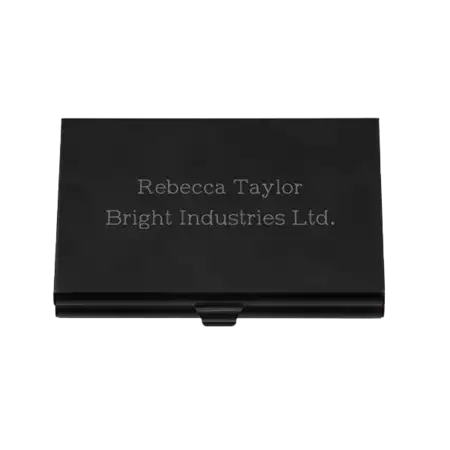 Personalized Black Aluminum Card Case with Mirror
