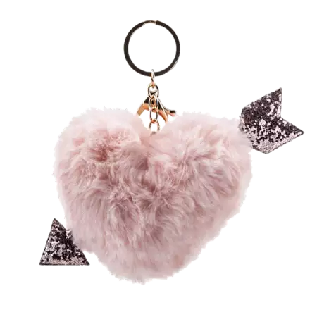 Faux Fur Keychain - Pink Heart buy at ThingsEngraved Canada