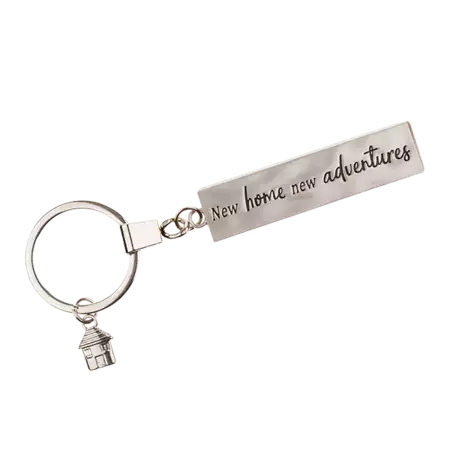 New Home New Adventures Pewter Keychain