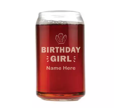 Custom Birthday Girl Beer Glass buy at ThingsEngraved Canada