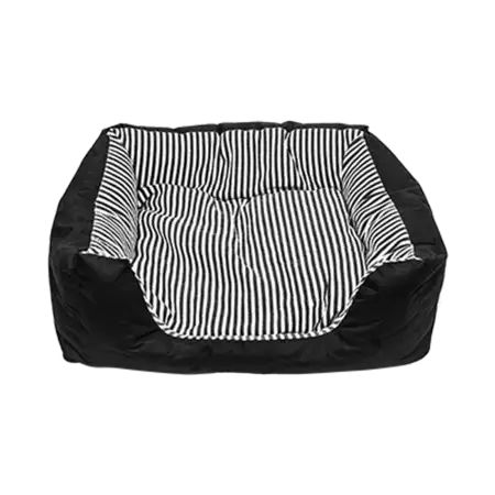 Small Pet Bed Black Stripes with Custom Embroidery