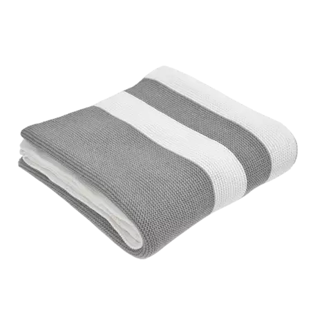 Merben Multi Stripe Grey & White Throw with Custom Embroidery buy at ThingsEngraved Canada