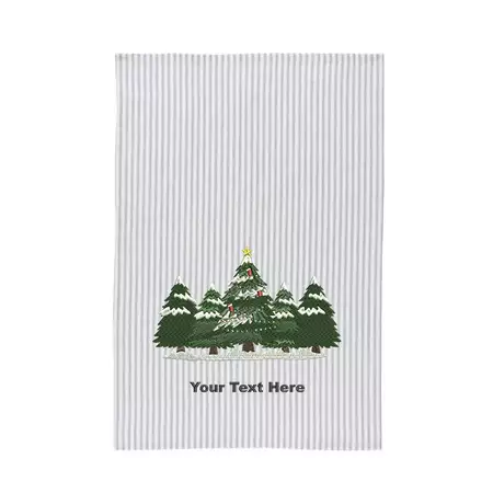 Custom Embroidered Christmas Trees Striped Tea Towel - Set of 2 buy at ThingsEngraved Canada