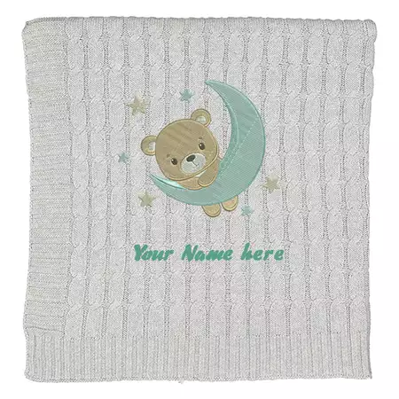 Custom Teddy Bear Baby Blanket - Blue buy at ThingsEngraved Canada
