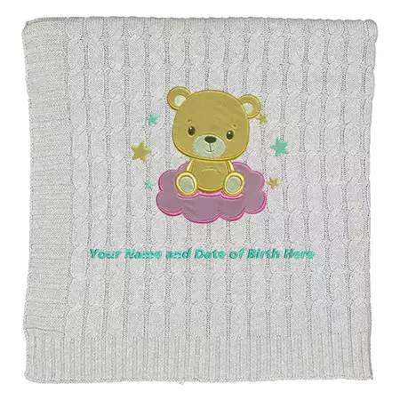 Custom Teddy Bear Baby Blanket - Pink buy at ThingsEngraved Canada