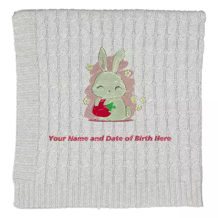 Custom Rabbit Baby Blanket - Pink buy at ThingsEngraved Canada