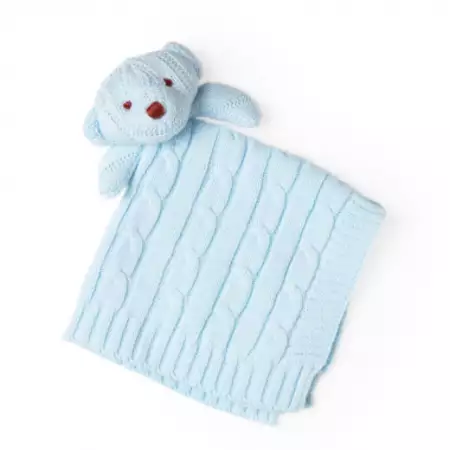 Personalized Knit Security Blanket - Blue Bear buy at ThingsEngraved Canada