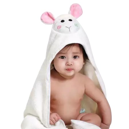 Lamb Hooded Baby Towel with Custom Embroidery buy at ThingsEngraved Canada