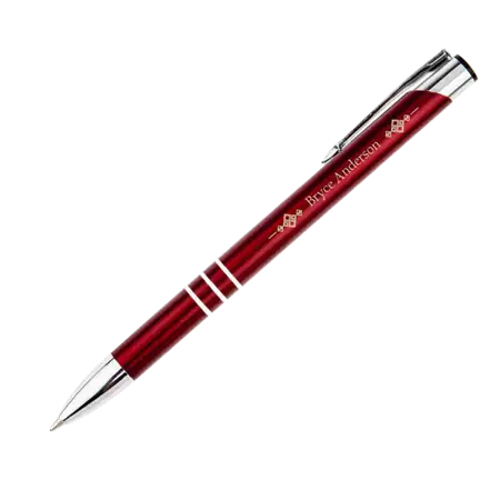 Red Laser Engraved Metal Stylized Pen buy at ThingsEngraved Canada