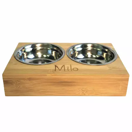 Dog bowls with Custom Engraved Stand buy at ThingsEngraved Canada