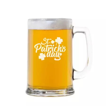 St. Patrick's Day Design Handled Beer Mug Stein 15oz buy at ThingsEngraved Canada