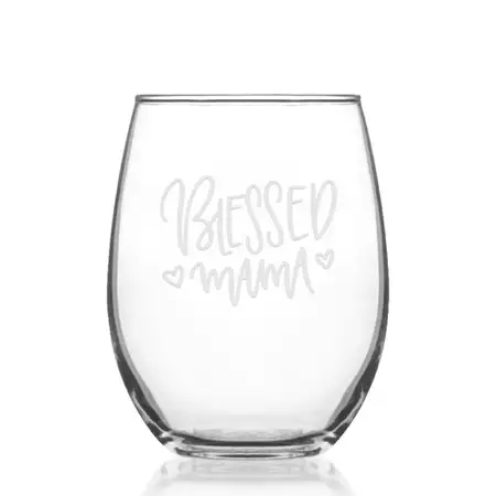 Blessed Mama Engraved Stemless Wine Glass