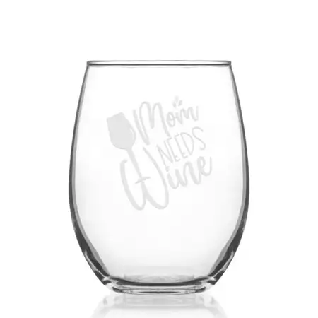 Mom Needs Wine Engraved Stemless Wine Glass buy at ThingsEngraved Canada