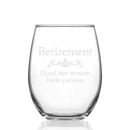 Funny Retirement Stemless Wine Glass buy at ThingsEngraved Canada