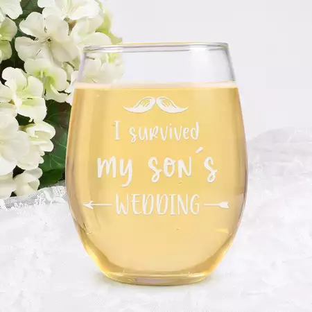 I Survived My Son's Wedding 15oz Wine Glass