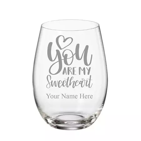 Custom Engraved My Sweetheart Stemless Wine Glass
