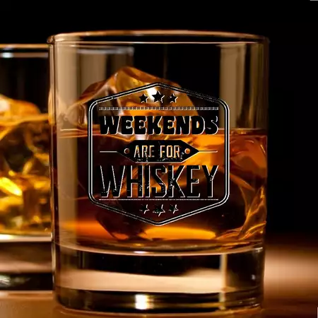 Whiskey Quotes Heavy Base Rocks Glass 11oz with Black Engraving