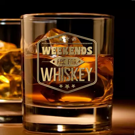 Whiskey Quotes Heavy Base Rocks Glass 11oz with Gold Engraving