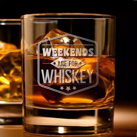 Whiskey Quotes Heavy Base Rocks Glass 11oz with White Engraving