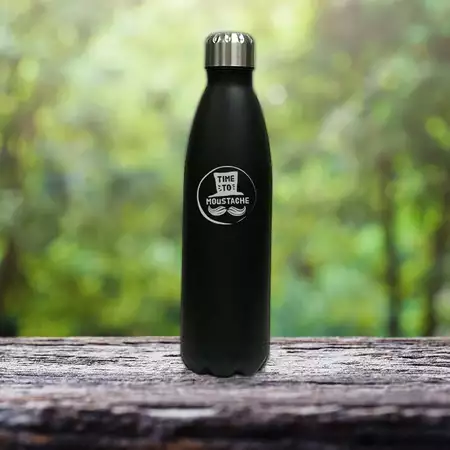 Time to Mustach Water Bottle buy at ThingsEngraved Canada