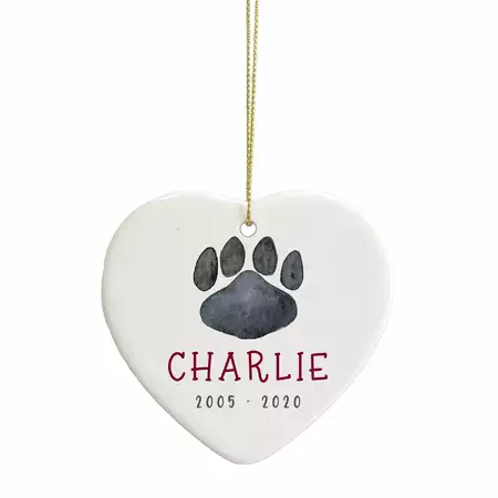 Personalized Pet paw Ceramic Ornament buy at ThingsEngraved Canada