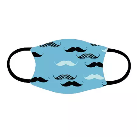 Blue Mustache Pattern Mask