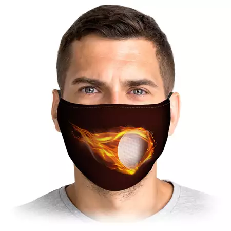 Golf Face Mask for Adults Golf Ball on Fire
