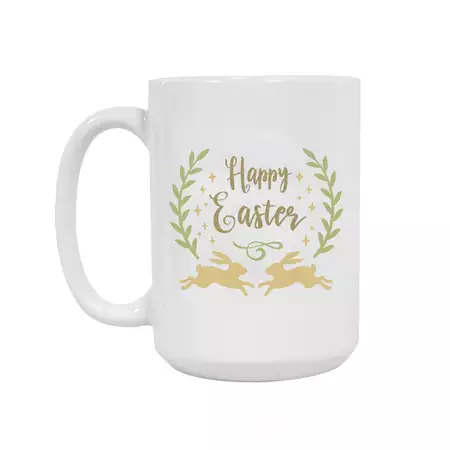 Happy Easter Bunnies Ceramic Mug 15oz