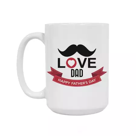 Love Dad Moustache Happy Father's Day Ceramic Mug buy at ThingsEngraved Canada